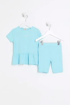 River Island Blue Rib Peplum Set -Angel & Rocket Shop D88243s2