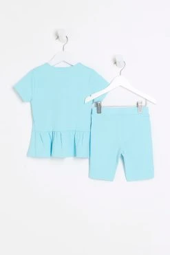 River Island Blue Rib Peplum Set -Angel & Rocket Shop D88243s3