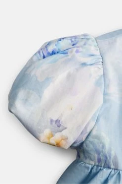 Angel & Rocket Blue Puff Sleeve Print Dress -Angel & Rocket Shop D89 071s4