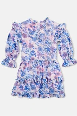 Angel & Rocket Pink Crew Print Georgette Dress -Angel & Rocket Shop D89035s3