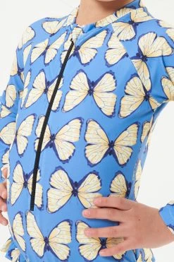 Angel & Rocket Blue Zip-Up Long Sleeve Rash Swimsuit -Angel & Rocket Shop D89036s3