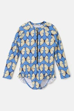 Angel & Rocket Blue Zip-Up Long Sleeve Rash Swimsuit -Angel & Rocket Shop D89036s4