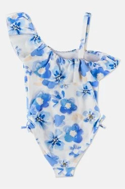 Angel & Rocket Blue Ruffle Shoulder Swimsuit -Angel & Rocket Shop D89037s4