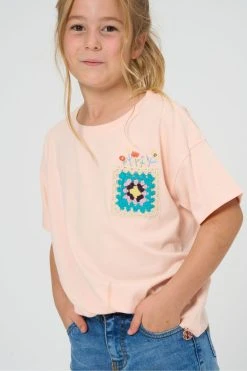 Angel & Rocket Pink Blaire Crochet Pocket T-Shirt