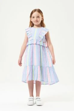 Angel & Rocket Blue Elsie Rainbow Stripe Sundress Midi Dress
