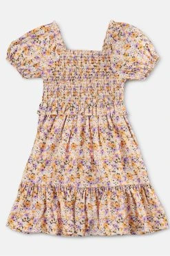 Angel & Rocket Yellow Bibi Shirred Bodice Floral Folk Dress -Angel & Rocket Shop D89088s3