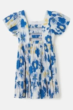 Angel & Rocket Blue Simone Printed Seersucker Dress -Angel & Rocket Shop D89104s5