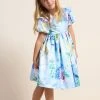 Angel & Rocket Blue Aria Satin Print Dress -Angel & Rocket Shop D89110s