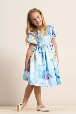 Angel & Rocket Blue Aria Satin Print Dress