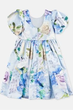 Angel & Rocket Blue Aria Satin Print Dress -Angel & Rocket Shop D89110s3