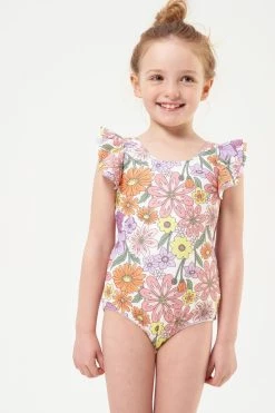 Angel & Rocket Pink Frill Shoulder Swimsuit