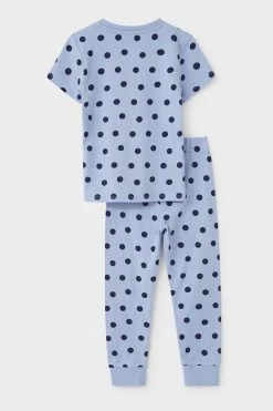 Crew Clothing Company Crew Clothing Mid Blue Spot Cotton Top & Trousers Set -Angel & Rocket Shop D89395s2