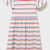 Crew Clothing Company Pink Stripe Cotton A-Line Dress -Angel & Rocket Shop D89438s