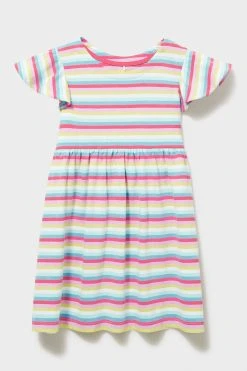 Crew Clothing Company Pink Stripe Cotton A-Line Dress