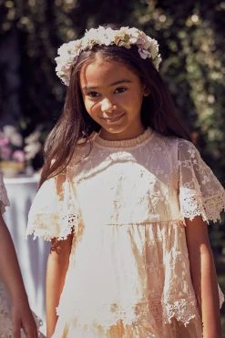 Angel & Rocket Pink Annabelle Mesh Lace Embroidered Dress -Angel & Rocket Shop D89576s4