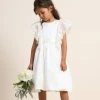 Angel & Rocket Cream Alice Lace Sleeve Satin Bridesmaid Dress