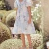 Angel & Rocket Blue Lucia Cotton Sateen Floral Print Dress -Angel & Rocket Shop D89581s