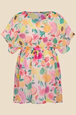 Angels By Accessorize Pink Fruit Print Kaftan