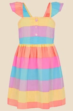Angels By Accessorize Pink Frill Sleeve Check Dress