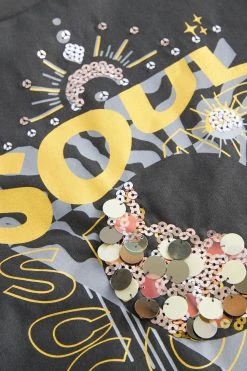 Next Charcoal Grey Sequin Soul T-Shirt (3-16yrs) -Angel & Rocket Shop D92977s3