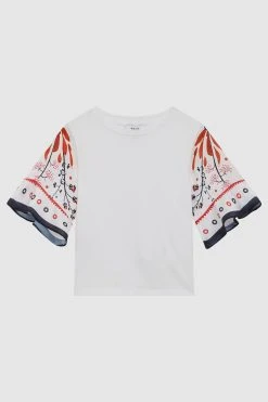 Reiss Anastasia Flared Printed Sleeve T-Shirt -Angel & Rocket Shop D97 806s2