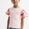 Reiss Amira Floral Print Puff Sleeve T-Shirt -Angel & Rocket Shop D99 264s