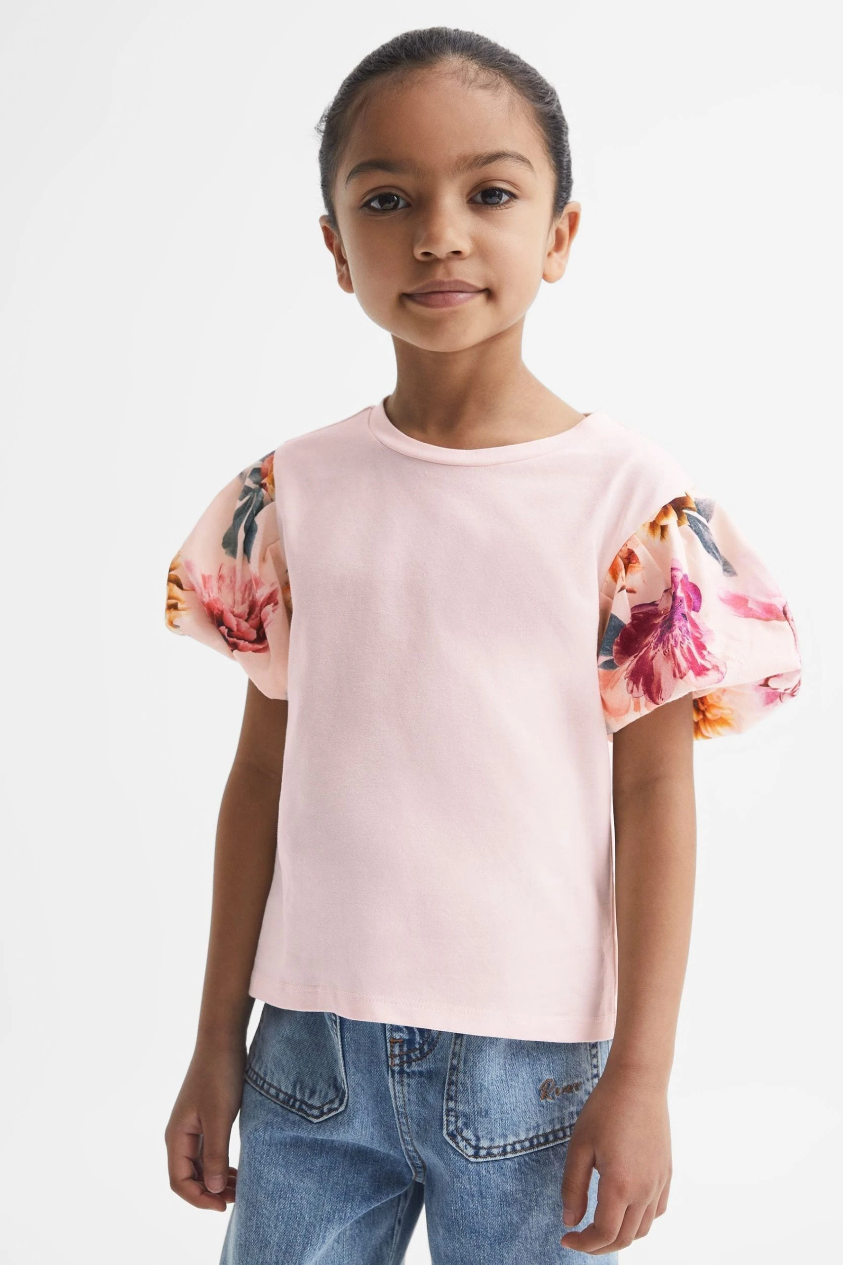Reiss Amira Floral Print Puff Sleeve T-Shirt 3 Reiss Amira Floral Print Puff Sleeve T-Shirt