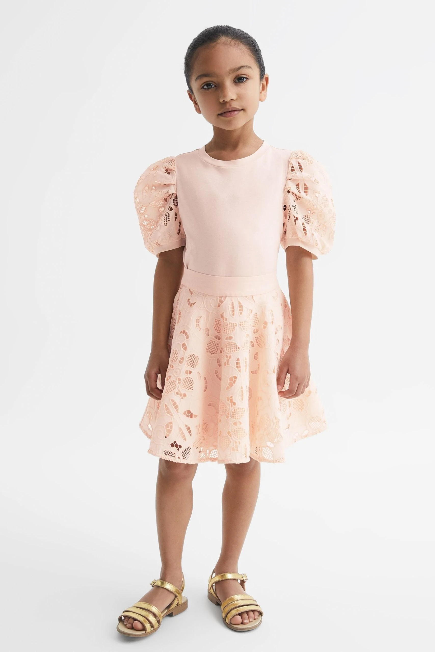 Reiss Alberta Floral Lace Puff Sleeve T-Shirt 5 Reiss Alberta Floral Lace Puff Sleeve T-Shirt - Image 3