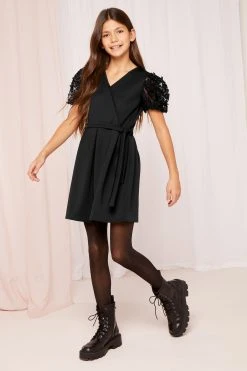 Lipsy Puff Sleeve Wrap Tie Side Occasion Dress -Angel & Rocket Shop K33742s3