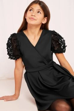 Lipsy Puff Sleeve Wrap Tie Side Occasion Dress -Angel & Rocket Shop K33742s4