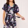 Lipsy Puff Sleeve Wrap Tie Side Occasion Dress -Angel & Rocket Shop K33743s