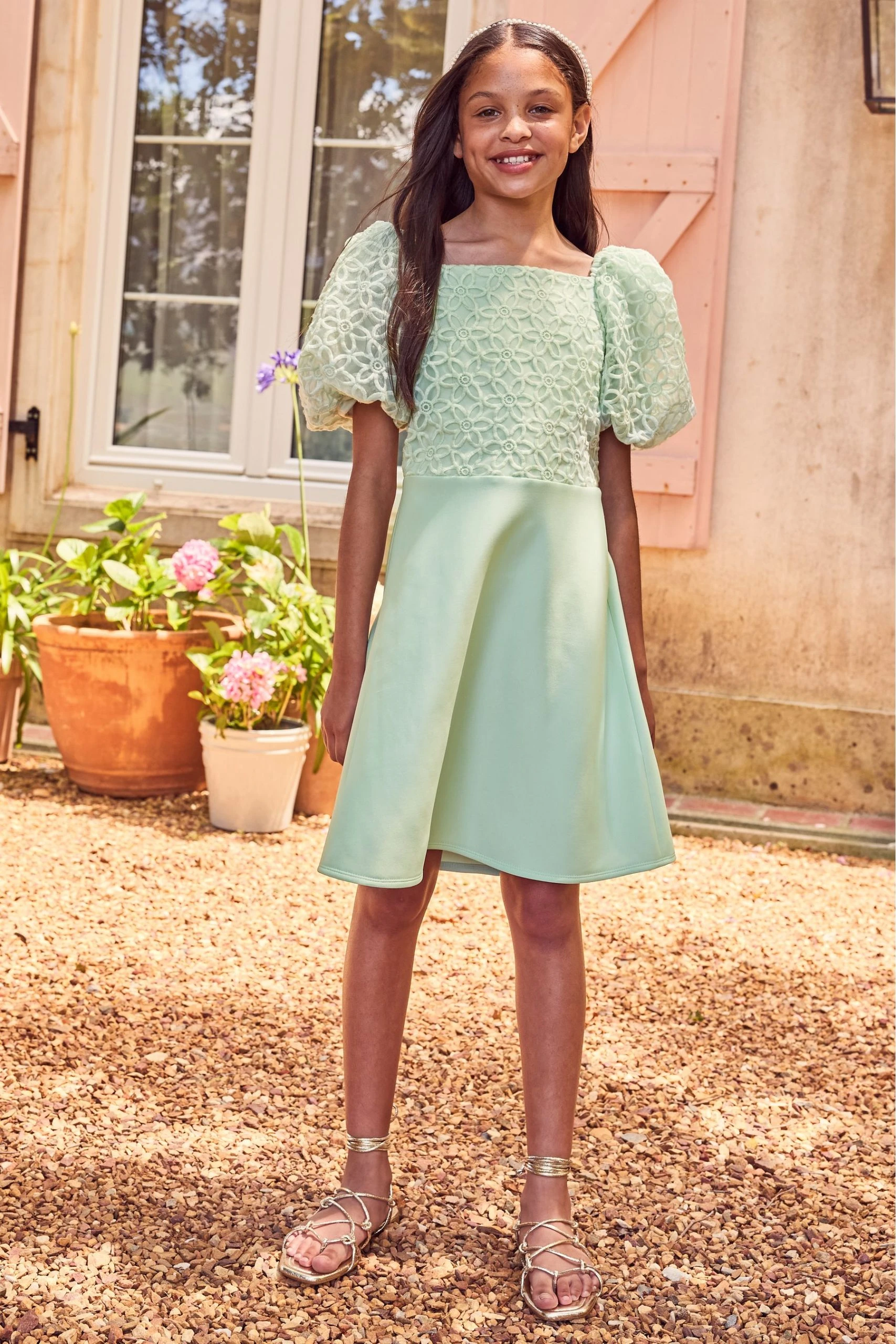 Lipsy Puff Sleeve Occasion Dress (3yrs-16yrs) 4 Lipsy Puff Sleeve Occasion Dress (3yrs-16yrs) - Image 2