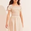 Lipsy Crochet Detail Puff Sleeve Jersey Dress -Angel & Rocket Shop K52568s