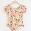 Lindex Raglan Sleeve Strawberry Swimsuit -Angel & Rocket Shop K54029s