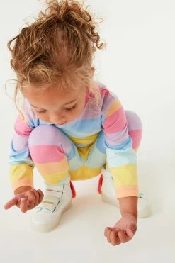 Next Rainbow Stripe Long Sleeve Cotton T-Shirt (3mths-7yrs) -Angel & Rocket Shop M64 604s4
