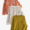 Next Green/Orange/Cream Floral 3 Pack Snuggle Pyjamas (9mths-8yrs) -Angel & Rocket Shop M67318s