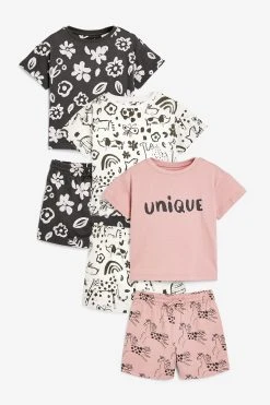Next Monochrome/Pink Character 3 Pack Short Pyjamas (9mths-8yrs)
