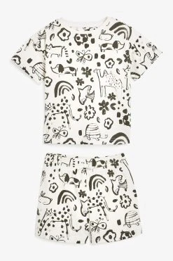 Next Monochrome/Pink Character 3 Pack Short Pyjamas (9mths-8yrs) -Angel & Rocket Shop M67326s4
