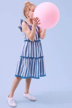 Crew Clothing Company Blue Stripe Sundress