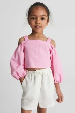 Reiss Brielle Junior Off The Shoulder Crop Top