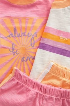 Next Orange/Pink 2 Pack Short Pyjamas (9mths-12yrs) -Angel & Rocket Shop M86983s3