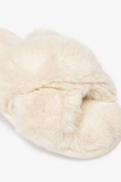 Next Cream Recycled Faux Fur Slider Slippers -Angel & Rocket Shop M90111s4