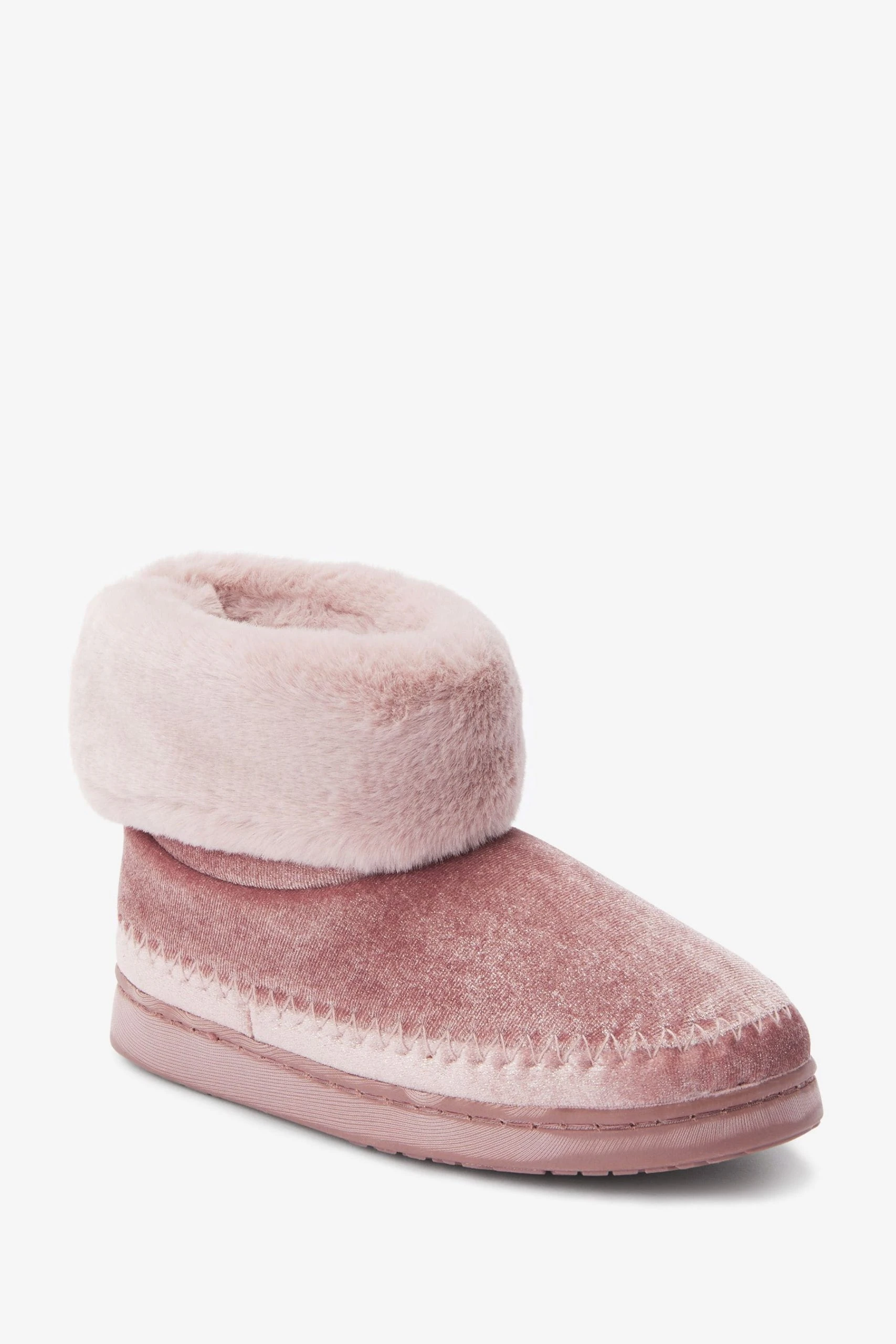 Next Pink Shimmer Faux Fur Lined Slipper Boots 4 Next Pink Shimmer Faux Fur Lined Slipper Boots - Image 2