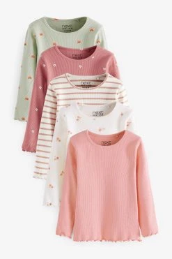 Next 5 Pack Long Sleeve Rib Jersey Tops (3mths-7yrs)