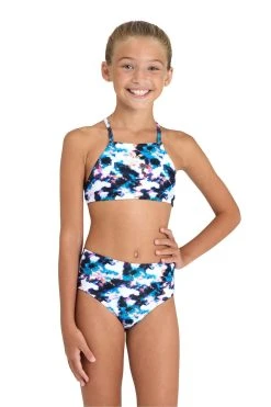 Arena Girls Tie And Dye Crop Top Black Bikini