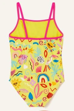 Angels By Accessorize Kids Yellow Sunshine Print Swimsuit With Recycled Polyester -Angel & Rocket Shop N45571s3