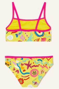 Angels By Accessorize Kids Yellow Sunshine Print Bikini Set With Recycled Polyester -Angel & Rocket Shop N45572s3
