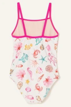 Angels By Accessorize Kids Pink Shell And Fish Print Swimsuit With Recycled Polyester 7 Angels By Accessorize Kids Pink Shell And Fish Print Swimsuit With Recycled Polyester -Angel & Rocket Shop N45574s3
