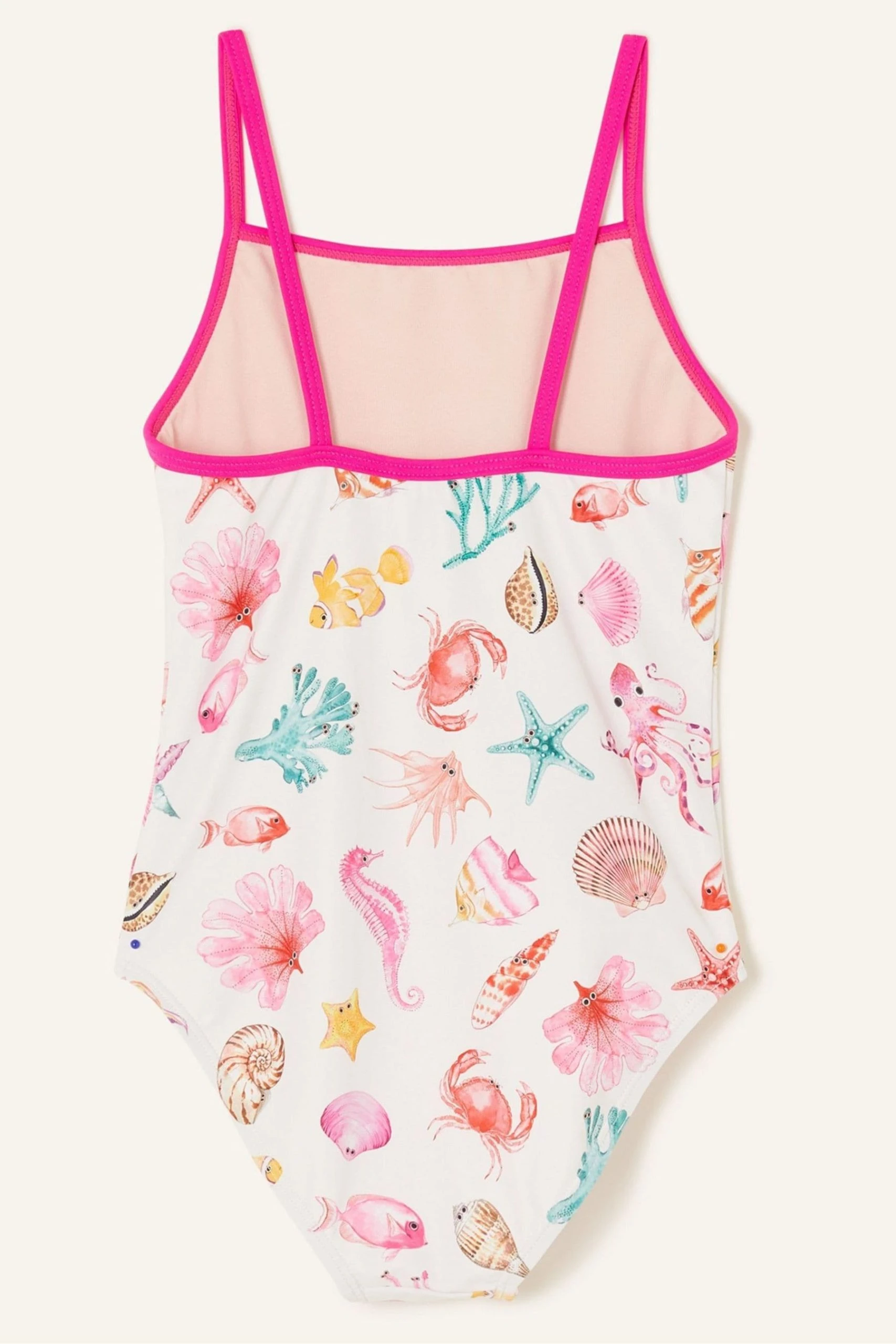 Angels By Accessorize Kids Pink Shell And Fish Print Swimsuit With Recycled Polyester 5 Angels By Accessorize Kids Pink Shell And Fish Print Swimsuit With Recycled Polyester - Image 3