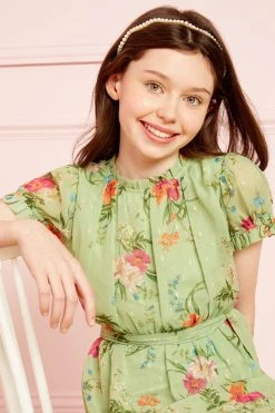 Love & Roses Metallic Printed Angel Sleeve Dress -Angel & Rocket Shop R52354s2